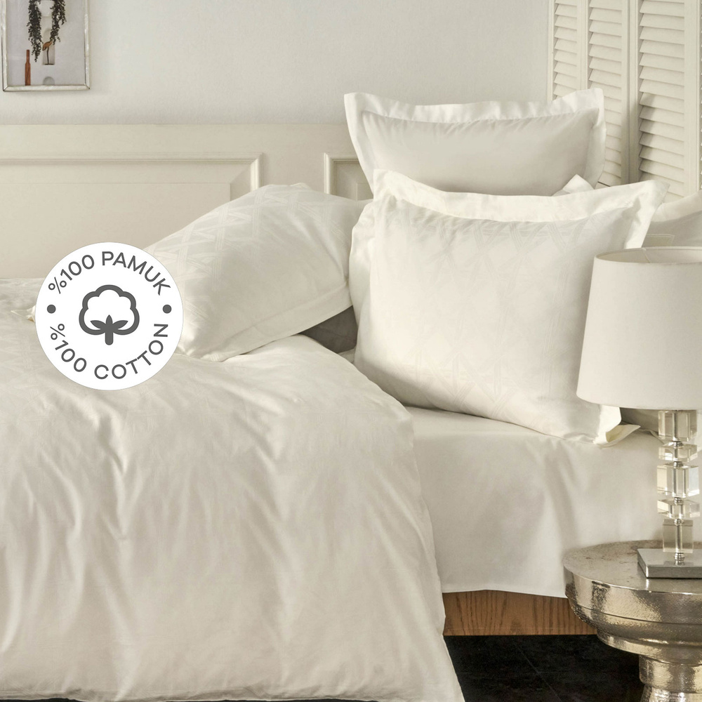 Karaca Home White Colletion Santino %100 Pamuk Çift Kişilik Nevresim Takımı görseli 1