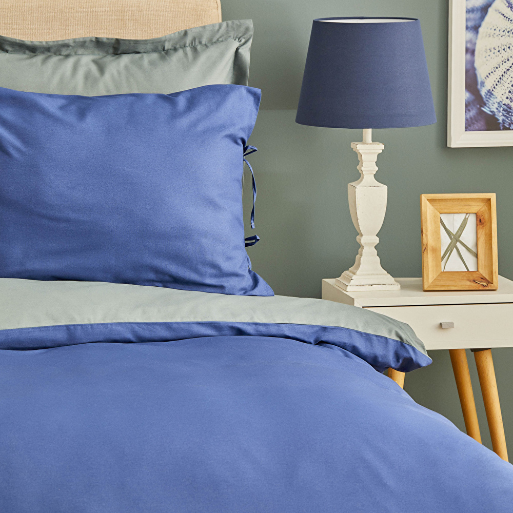 Karaca Home Basic Gri İndigo %100 Pamuk Çift Taraflı Çift Kişilik Nevresim Takımı görseli 3