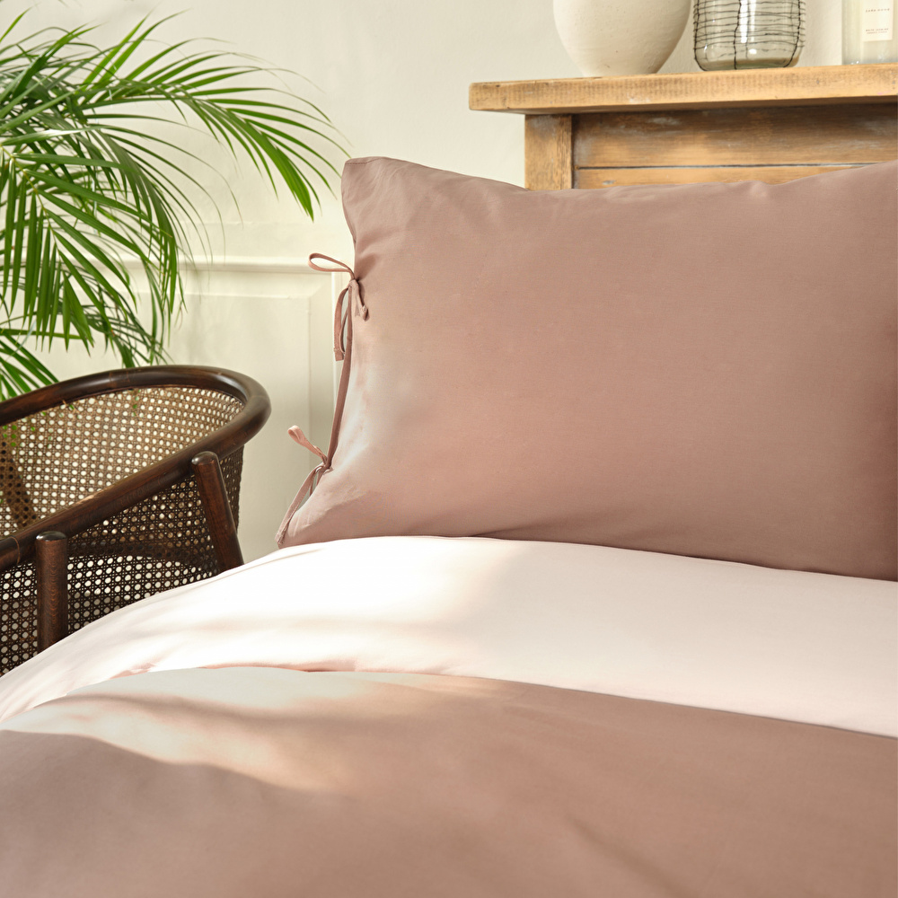 Karaca Home %100 Pamuk Basic Çift Taraflı Çift Kişilik Nevresim Takımı Bej-Kahve görseli 3