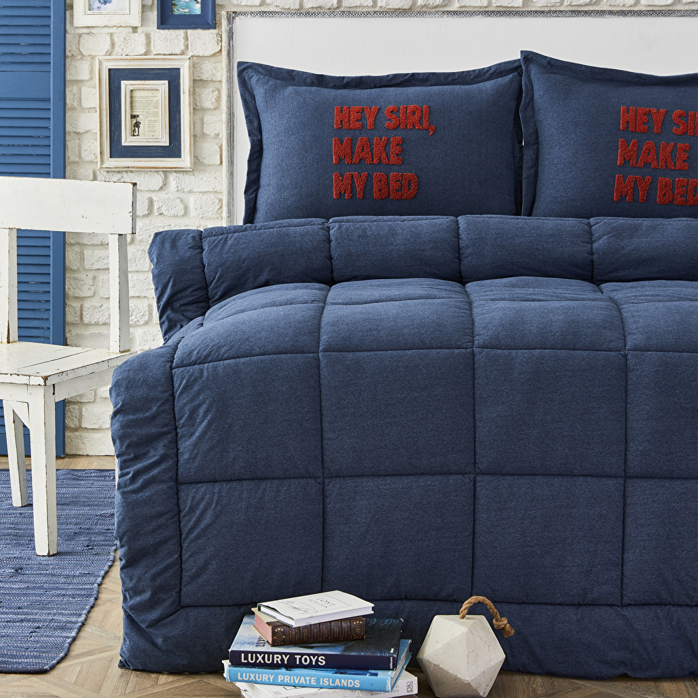 Karaca Home Softy İndigo Tek Kişilik Cotton Comfort Uyku Seti görseli 1