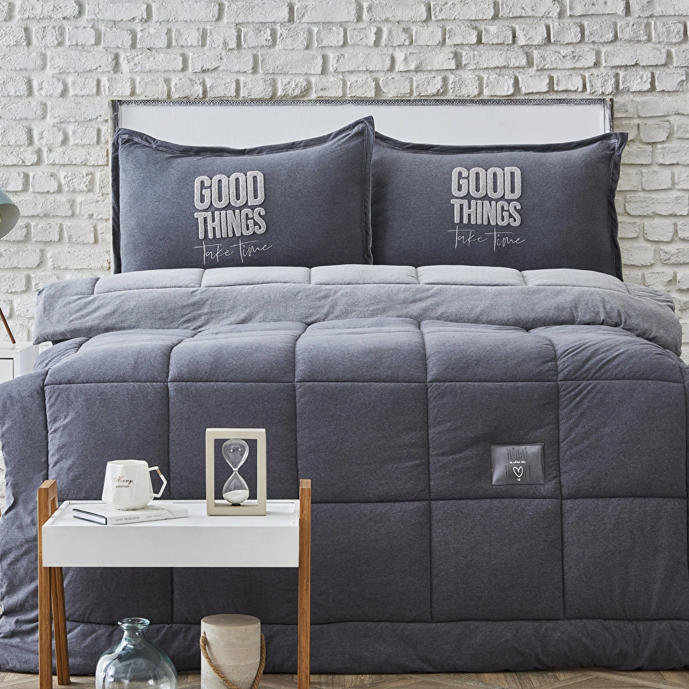Karaca Home Softy Gri Tek Kişilik Cotton Comfort Uyku Seti görseli 1