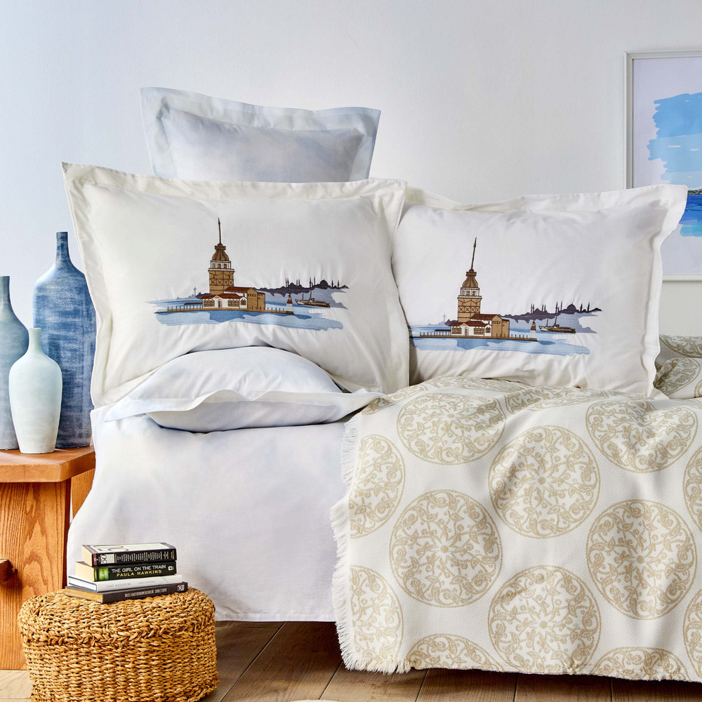 Karaca Home Boğaziçi Bej %100 Pamuk Çift Kişilik Nish Set görseli 3