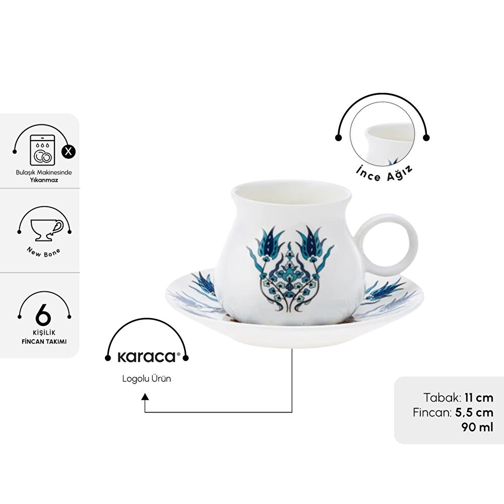 Karaca Bursa 6 Kişilik Kahve Fincanı Takımı 90 ml thumbnail 2