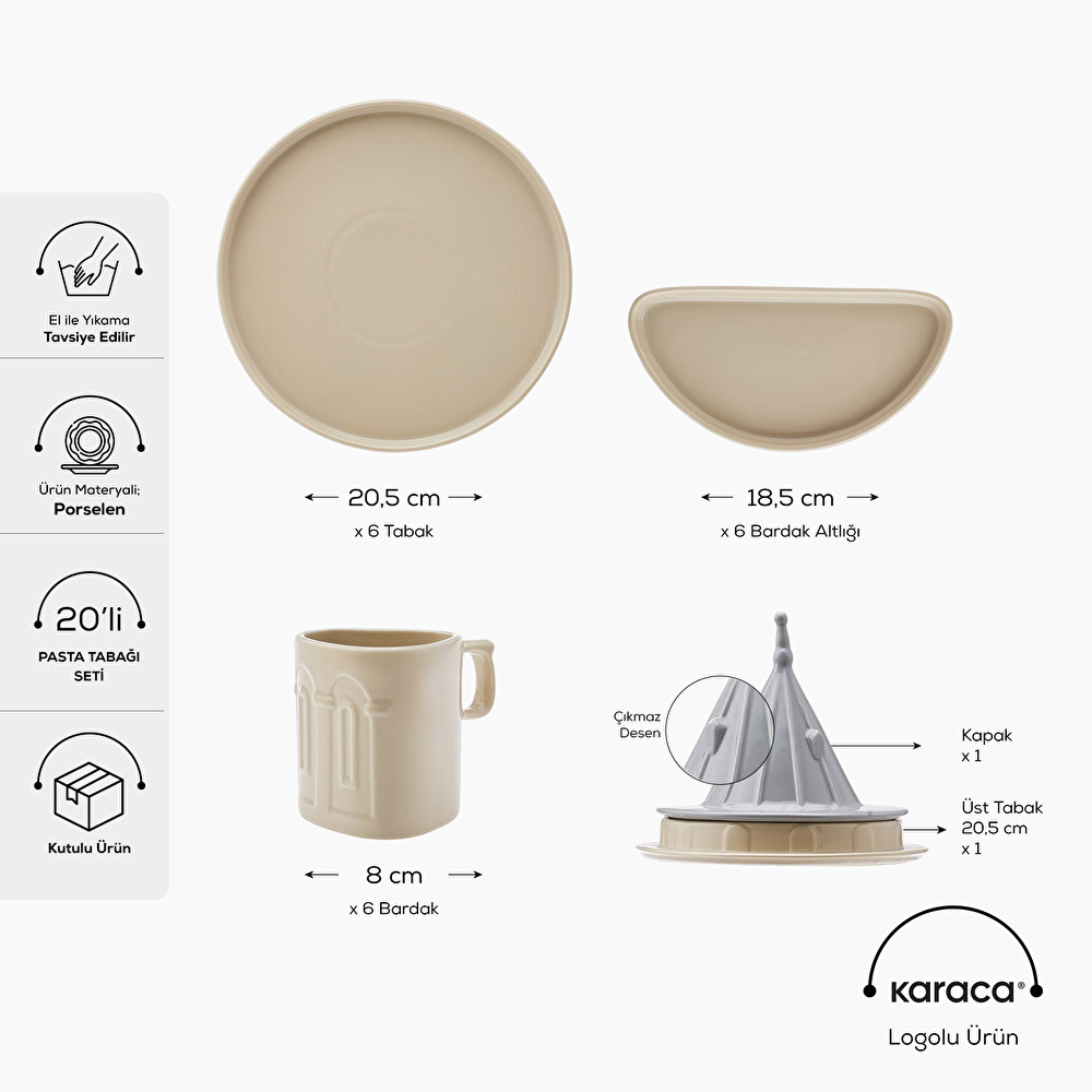 Karaca X İst Collection Galata Kulesi 20 Parça 6 Kişilik Pasta Takımı görseli 2