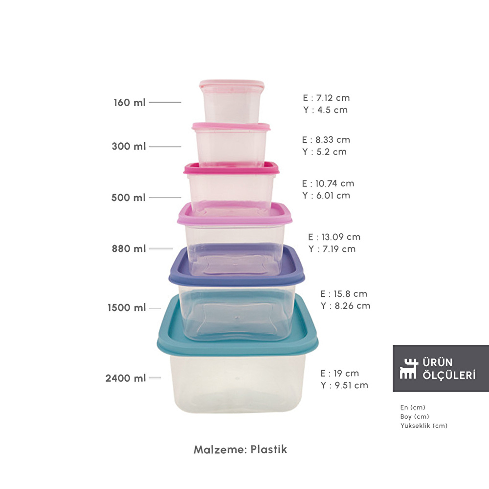 Karaca Dora Purple 6 Parça Saklama Kabı görseli 2