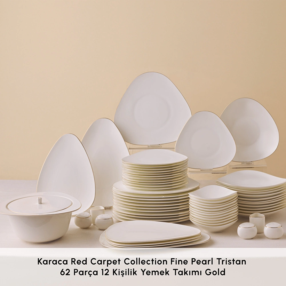 Karaca Red Carpet Collection Fine Pearl Tristan 62 Parça 12 Kişilik Yemek Takımı Gold görseli 3