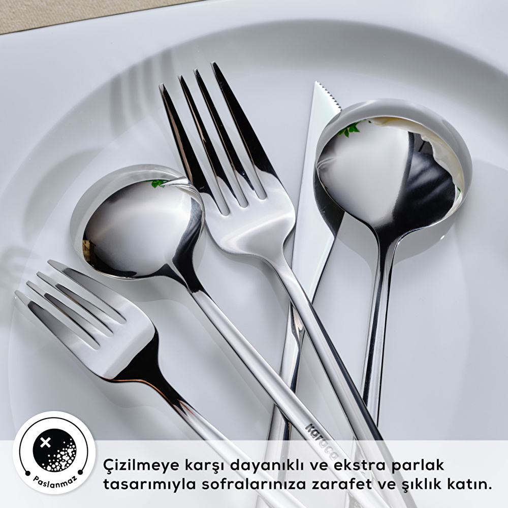Karaca Orion Platin 6 Kişilik 30 Parça Çatal Kaşık Bıçak Takımı görseli 6