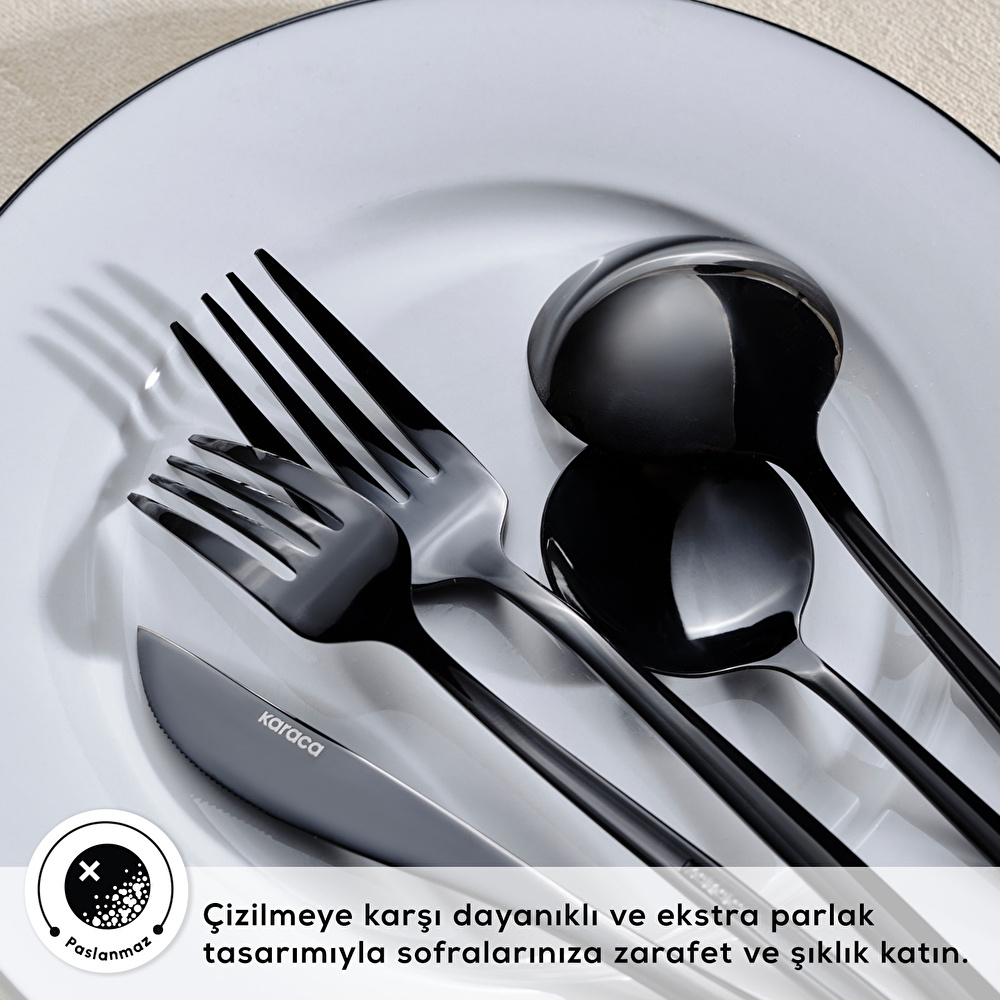 Karaca Orion 30 Parça 6 Kişilik Çatal Kaşık Bıçak Takımı Black görseli 5