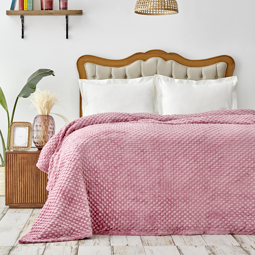 Karaca Home Alice Gül Kurusu Çift Kişilik Tomurcuk Wellsoft Battaniye görseli 1