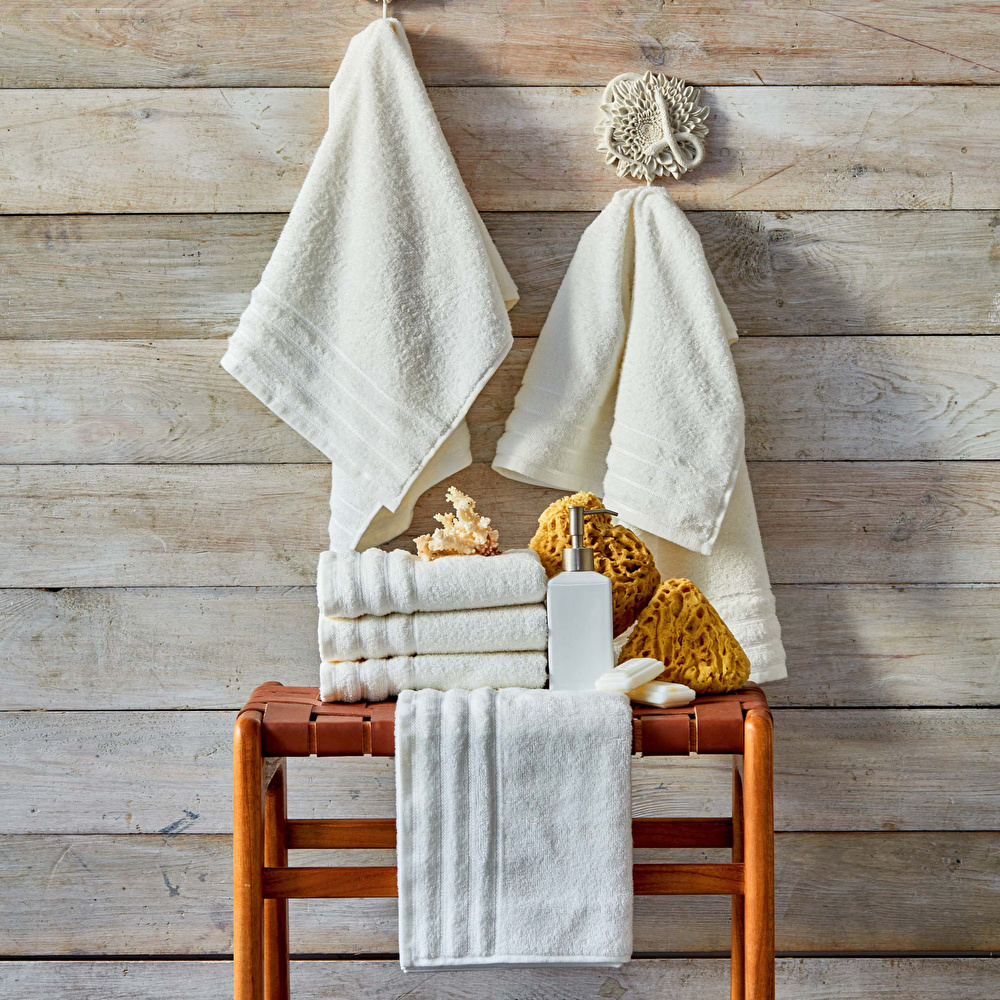 Karaca Home Mina Offwhite %100 Pamuk 6'lı Havlu Seti 50x90 cm görseli 1