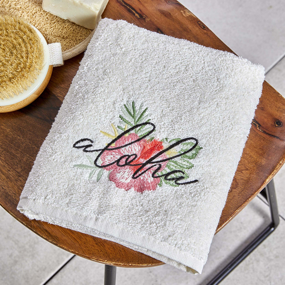 Karaca Home Aloha Nakışlı Yüz Havlusu 50x90 cm görseli 1