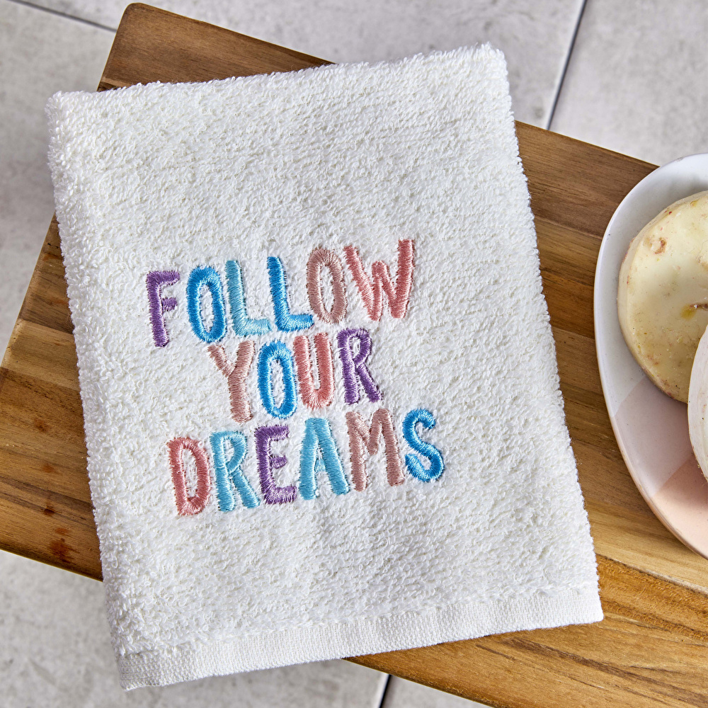 Karaca Home Followyourdreams Nakışlı Yüz Havlusu 50x90 cm görseli 1