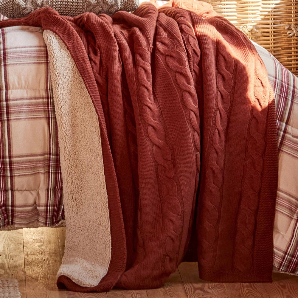 Karaca Home Woodland Kırmızı Cozy Throw Tv Battaniyesi 130 x170 cm görseli 1