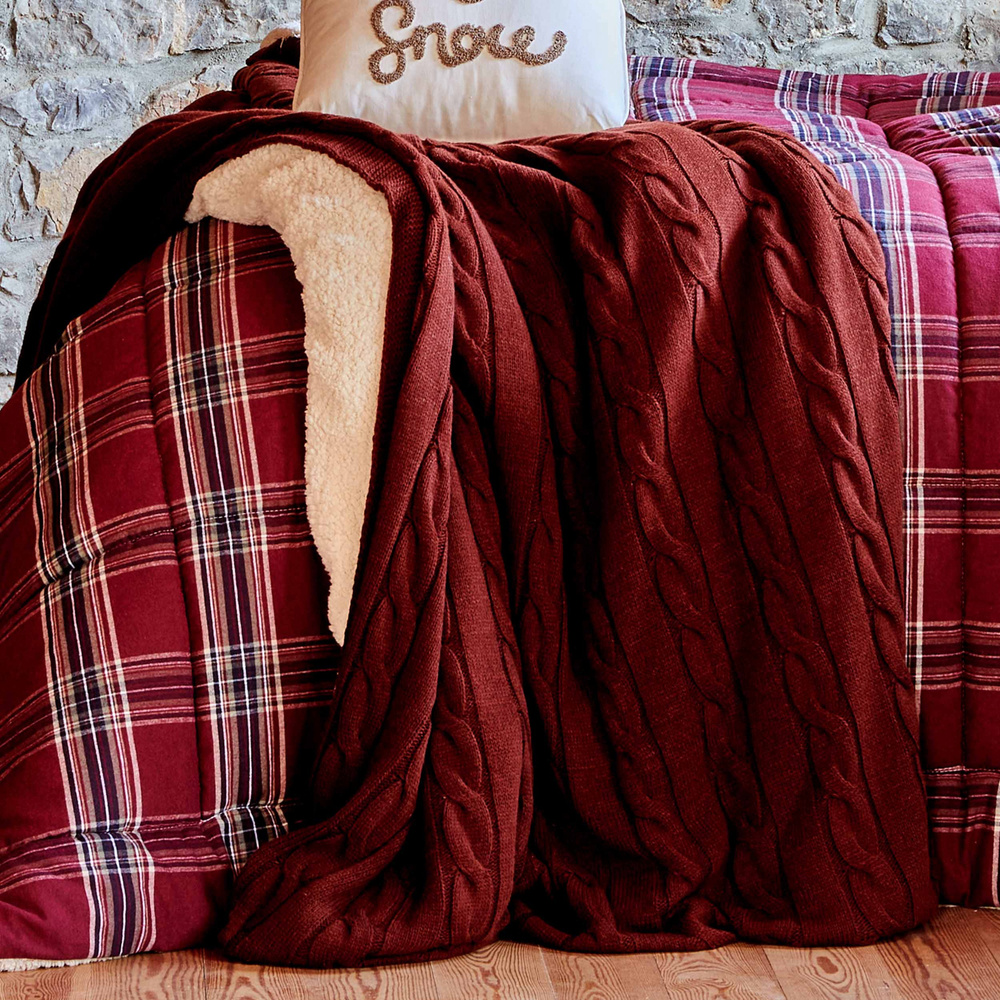 Karaca Home Woodland Kırmızı Cozy Throw Tv Battaniyesi 130 x170 cm görseli 3