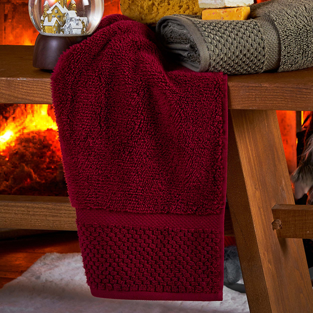 Karaca Home Woodland %100 Pamuk Cozy Banyo Havlusu 85x150 cm Kırmızı  görseli 1