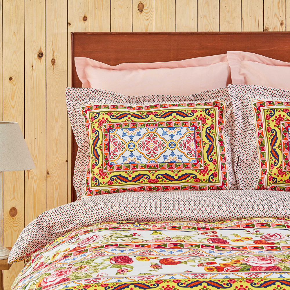 Karaca Home Capri Somon %100 Pamuk Çift Kişilik Pike Hediyeli Nevresim Takımı  görseli 2