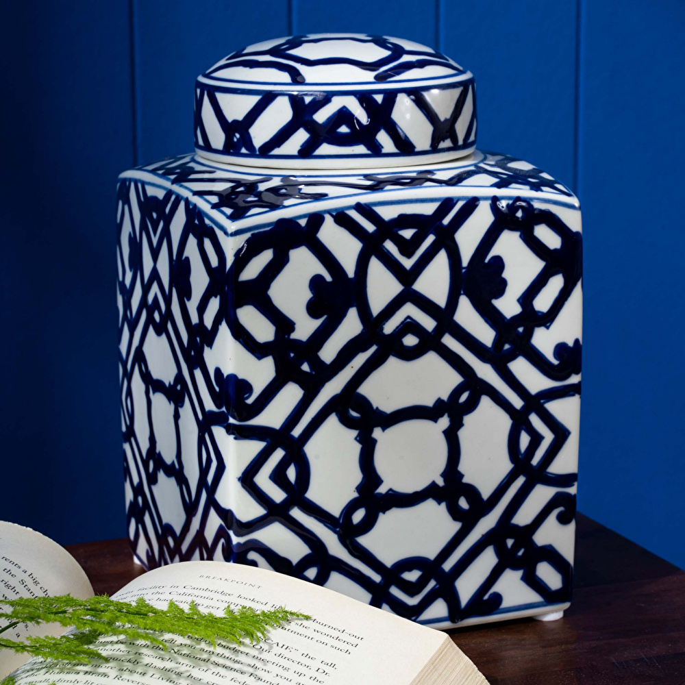 Karaca Home Blue White Dikdörtgen Küp 22 cm görseli 1