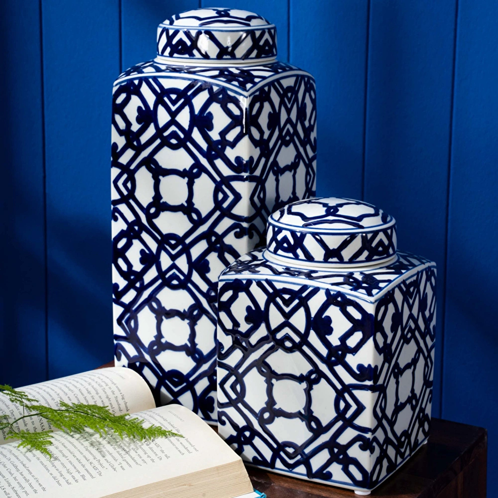 Karaca Home Blue White Dikdörtgen Küp 22 cm görseli 2