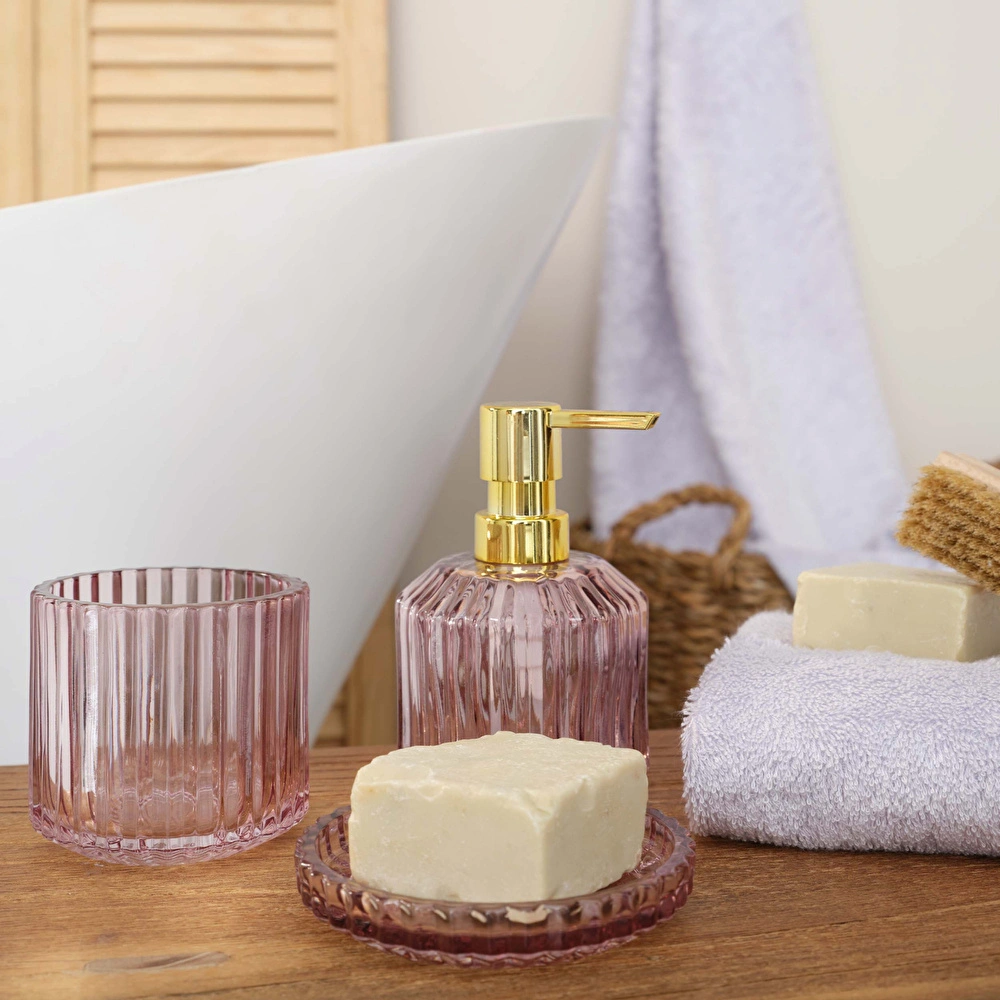 Karaca Home Line 3 Parça Pembe Banyo Seti görseli 1