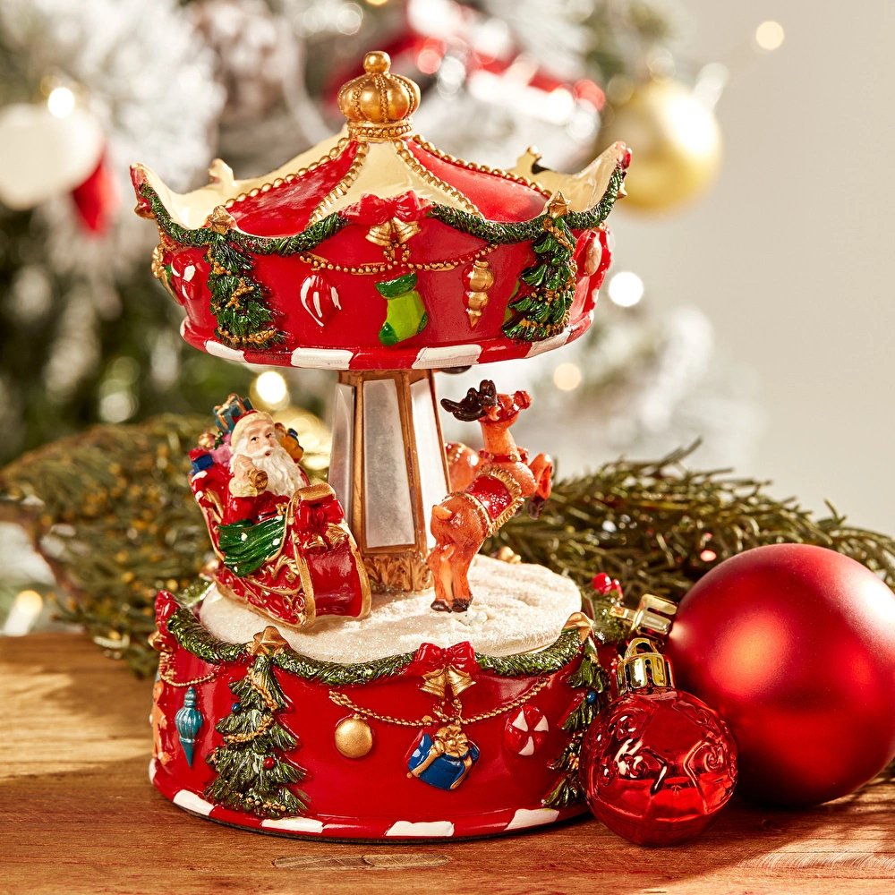 Karaca Home New Year Yılbaşı Carousel Müzikli Obje 15 cm görseli 1