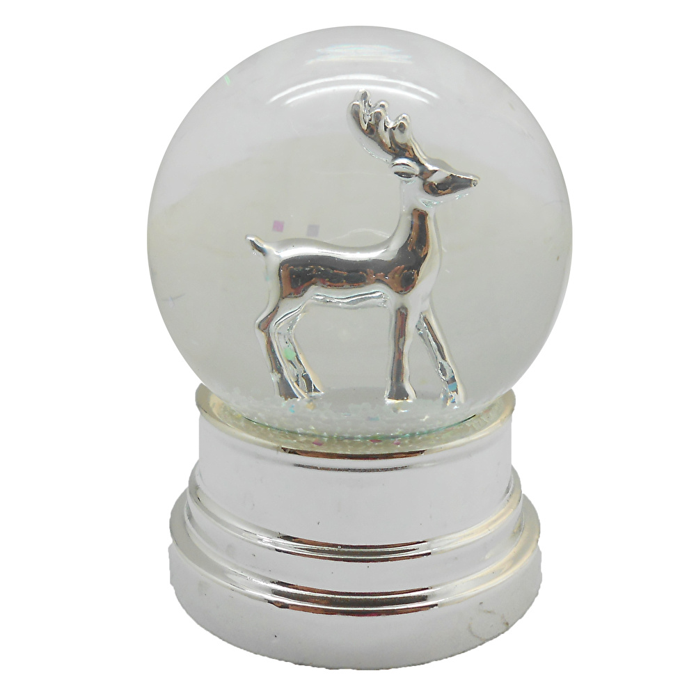 Karaca Home New Year Yılbaşı Reindeer Kar Küresi Gümüş görseli 3