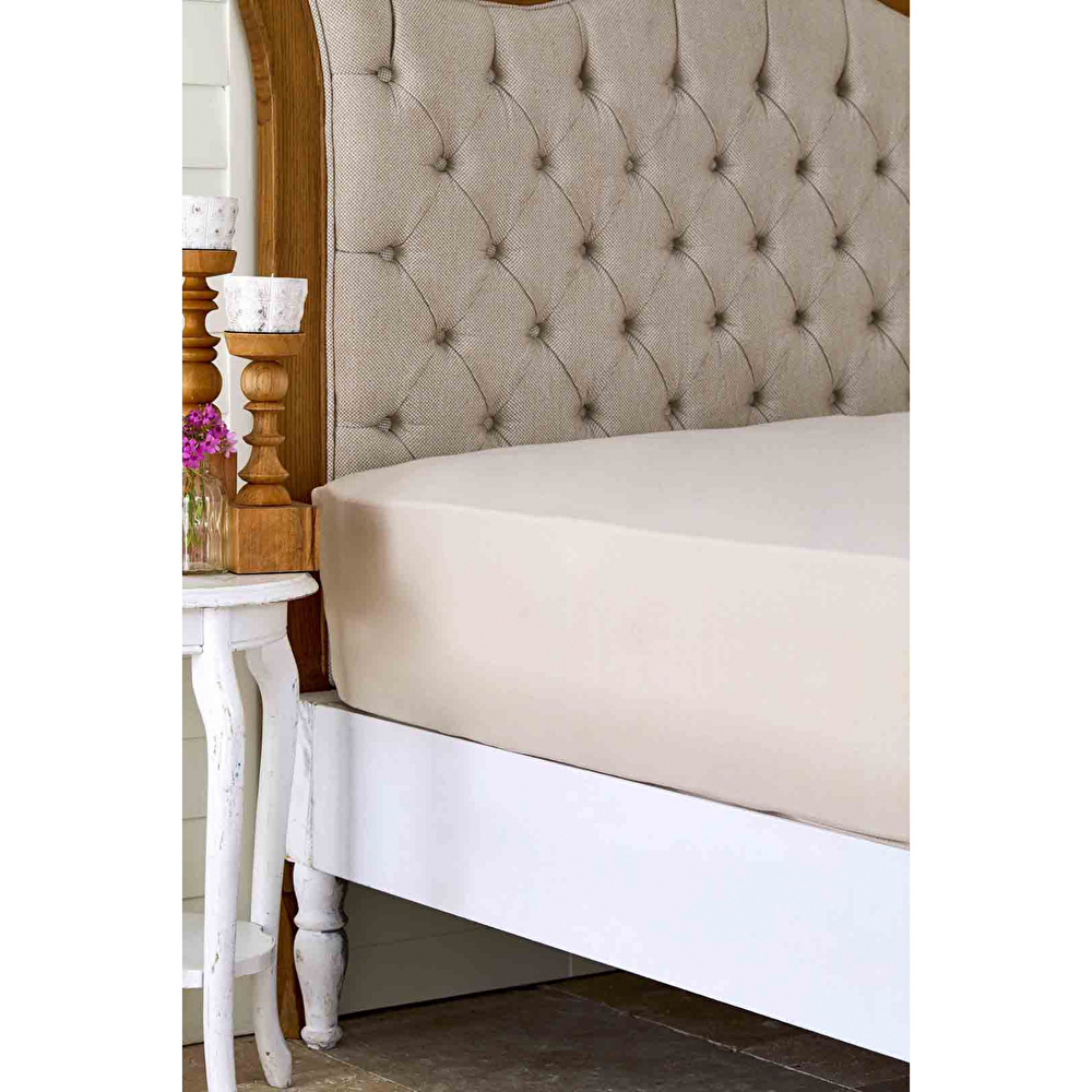 Karaca Home Bej %100 Pamuk Düz Çarşaf 240 cm x 260 cm görseli 2