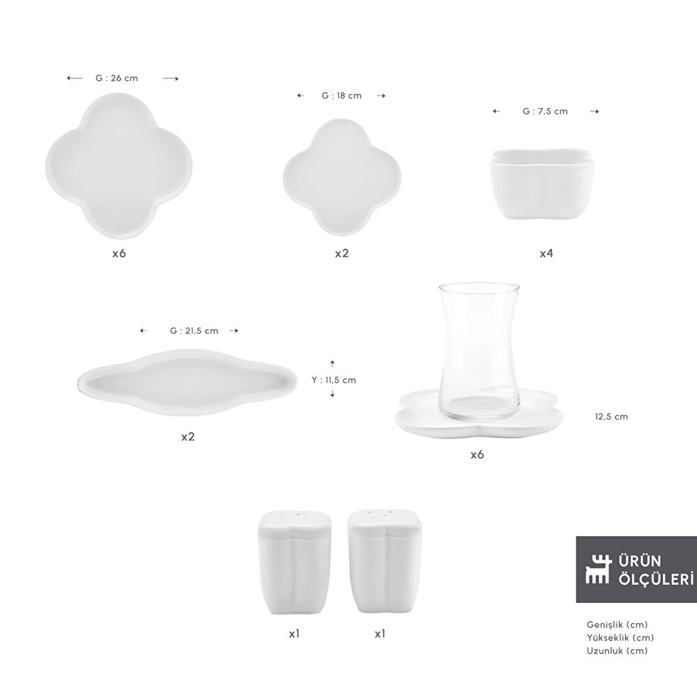 Karaca Forever Bone Clover 28 Parça 6 Kişilik Kahvaltı Takımı thumbnail 2