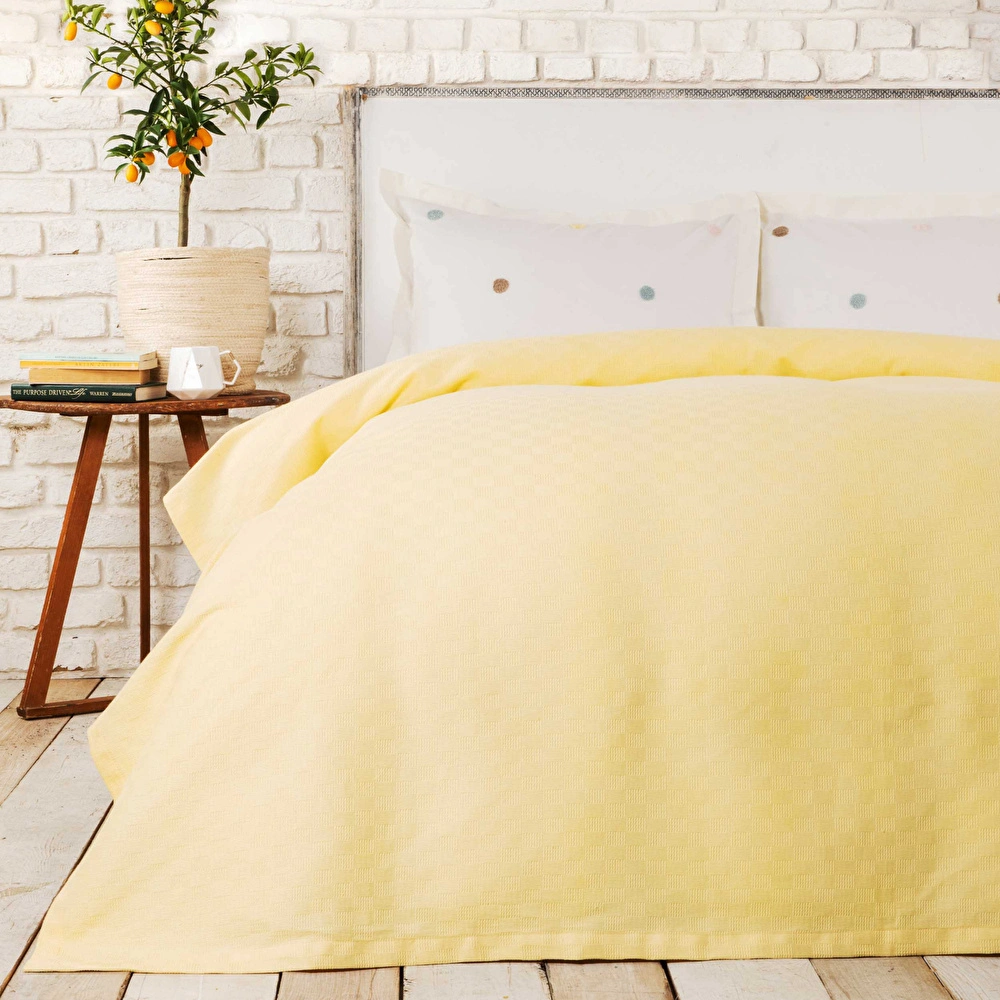 Karaca Home Boni Sarı %100 Pamuk Tek Kişilik Pike  görseli 1