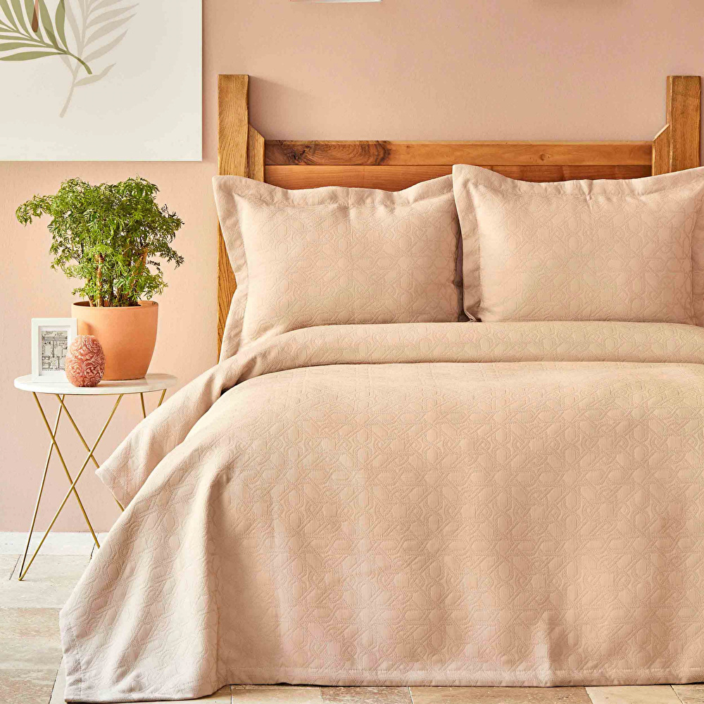 Karaca Home Back To Basic Koyu Pudra Çift Kişilik Yatak Örtüsü görseli 1