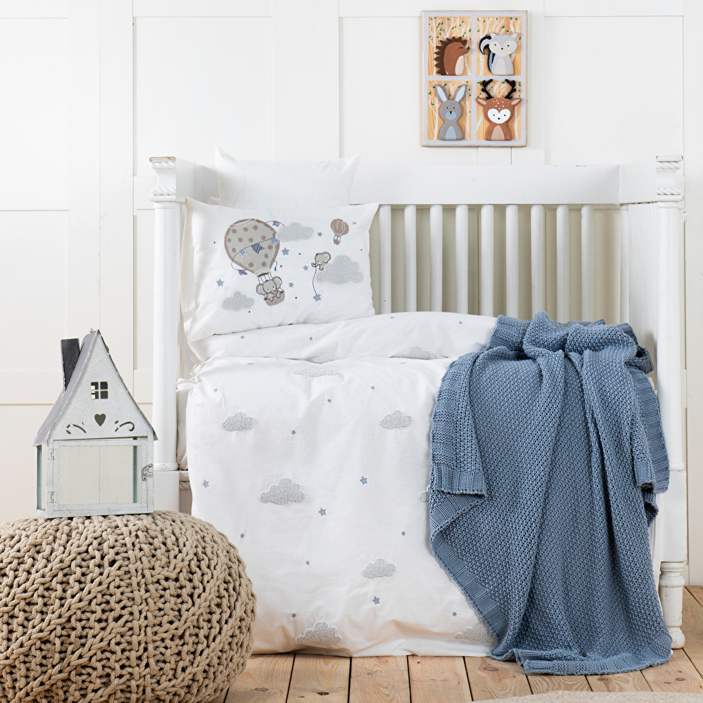 Karaca Home Elephant Sky Mavi %100 Pamuk Nakışlı Private Bebek Set görseli 1