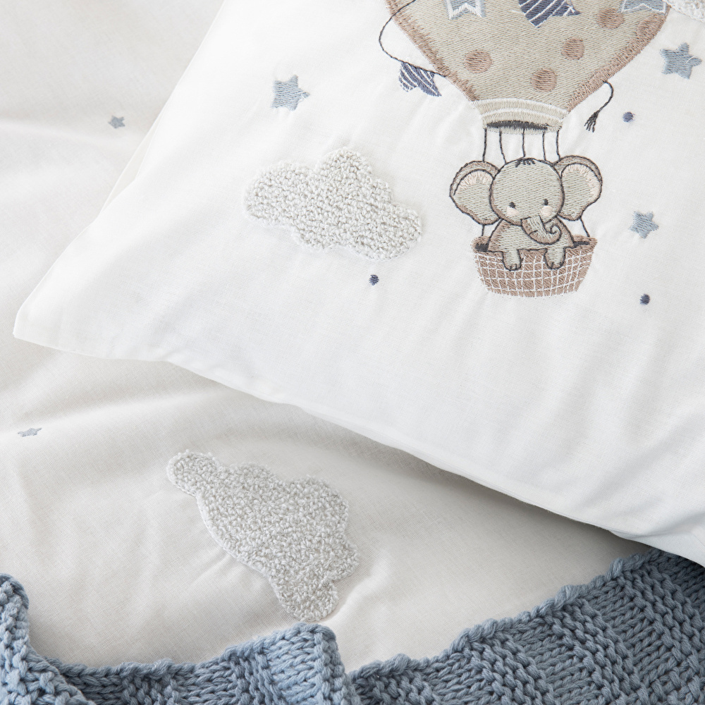 Karaca Home Elephant Sky Mavi %100 Pamuk Nakışlı Private Bebek Set görseli 2
