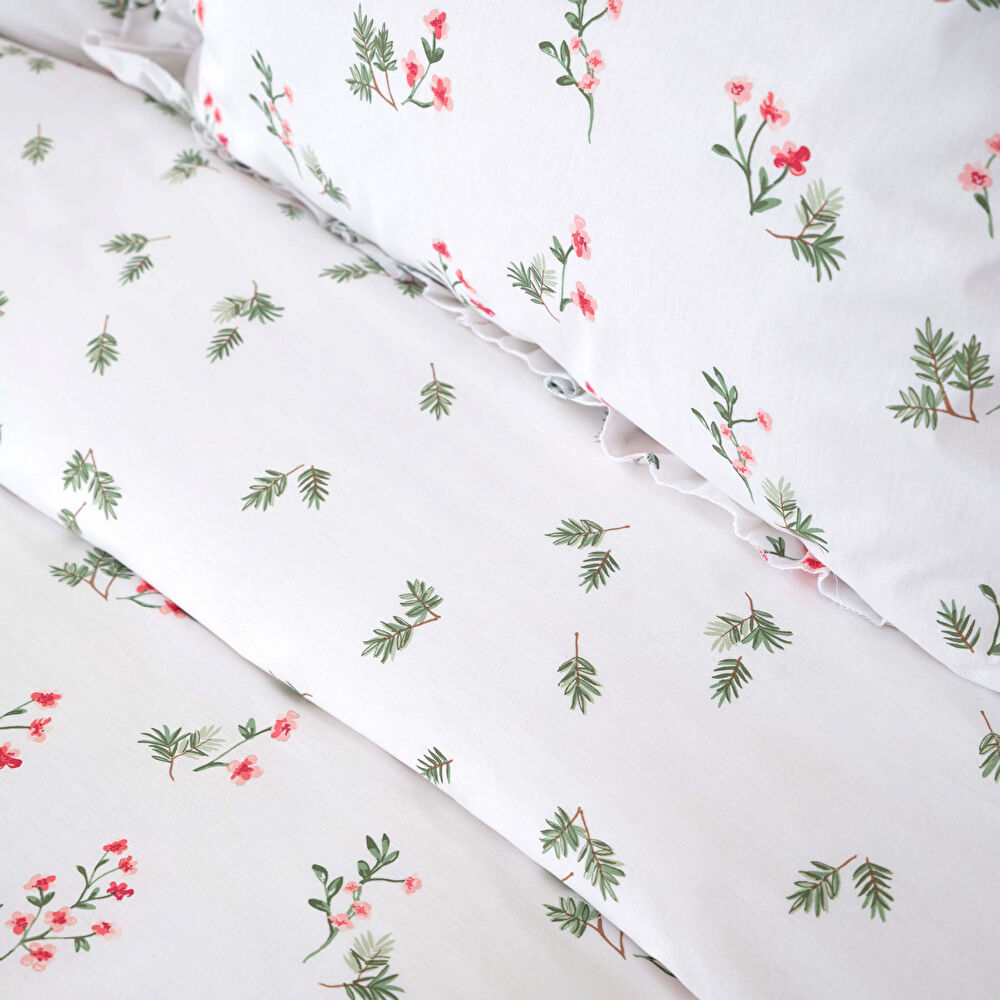 Karaca Home Silvie %100 Pamuk Çift Kişilik Nevresim Takımı Fırfırlı Kırmızı thumbnail 2