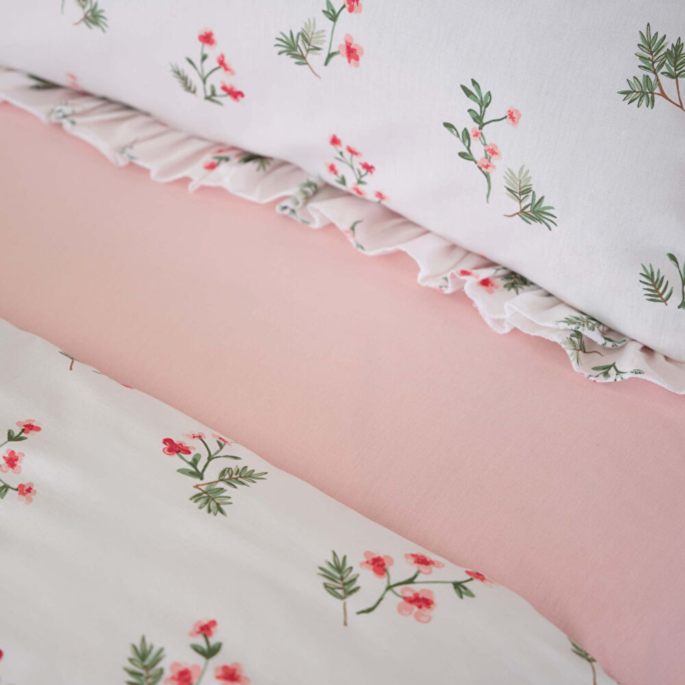 Karaca Home Silvie %100 Pamuk Çift Kişilik Nevresim Takımı Fırfırlı Kırmızı thumbnail 3