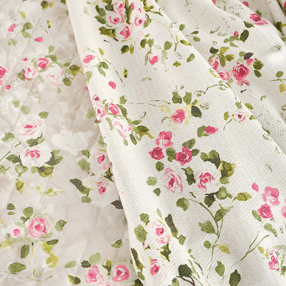 Karaca Home Divine Bej %100 Pamuk Çift Kişilik Summer Set (Nevresim Takımı+Pike) görseli 2