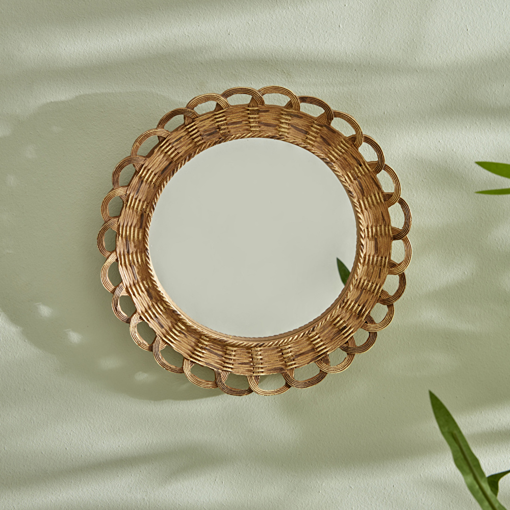 Karaca Home Melanie Hasır Görünümlü Duvar Aynası 20 Cm görseli 1