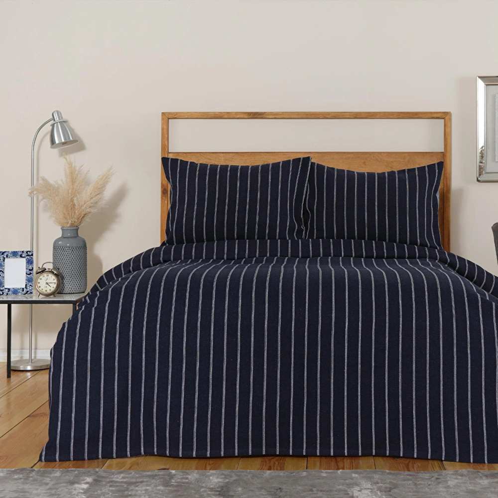 Karaca Home Vella Koyu İndigo Çift Kişilik Yatak Örtüsü görseli 1