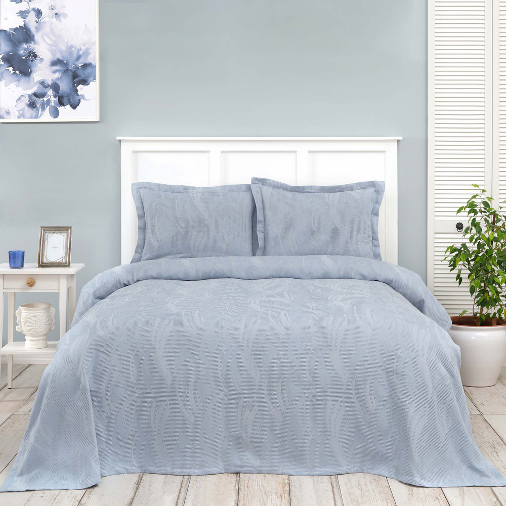 Karaca Home Blanche Mavi Çift Kişilik Waffle Yatak Örtüsü Set  görseli 1