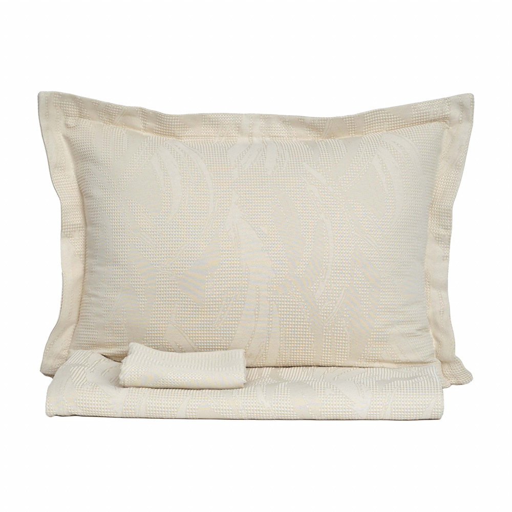 Karaca Home Blanche Bej Çift Kişilik Waffle Yatak Örtüsü Set görseli 4