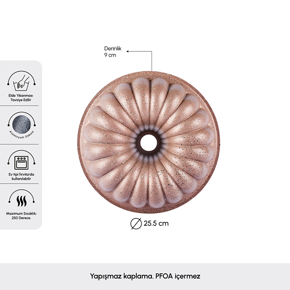 Karaca Lina Dilimli Rosegold Döküm Kek Kalıbı 25,5 cm görseli 2