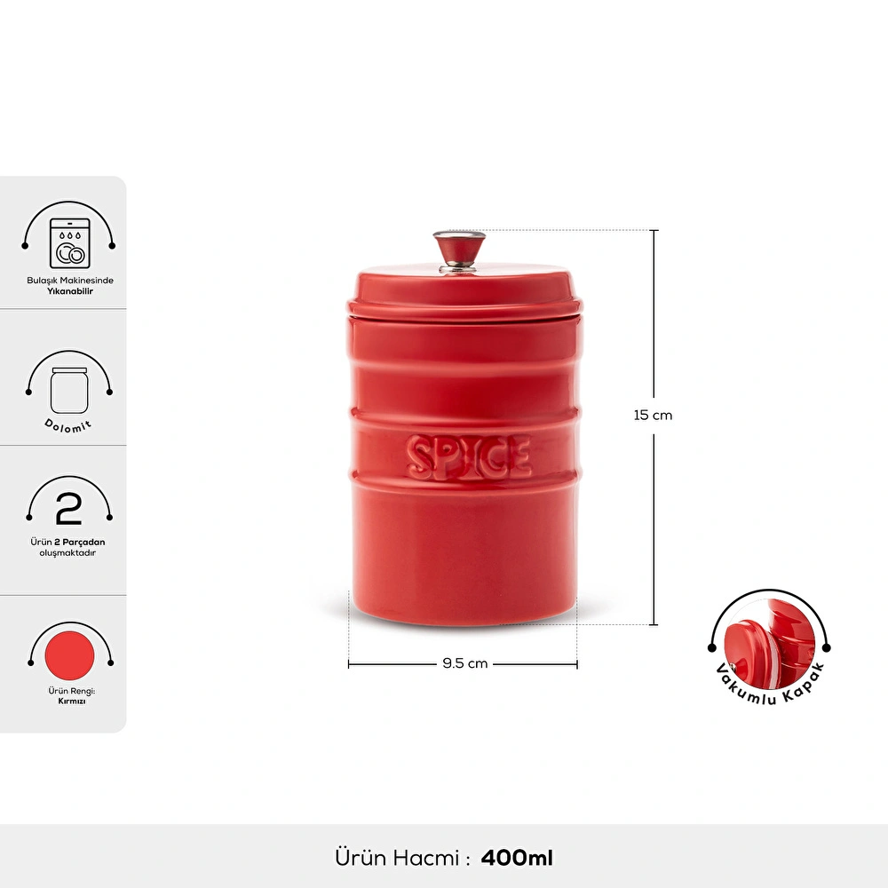 Karaca Andy Kırmızı Vakumlu Baharatlık 400 ml görseli 2