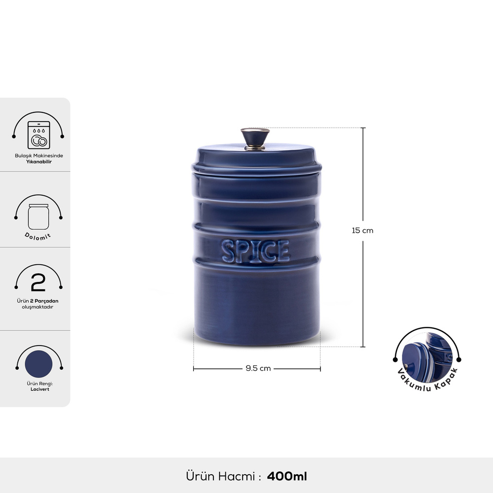 Karaca Andy Lacivert Vakumlu Baharatlık 400 ml görseli 2