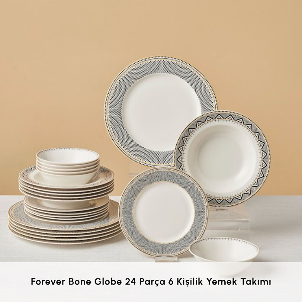 Karaca Forever Bone Globe 24 Parça 6 Kişilik Yemek Takımı thumbnail 2
