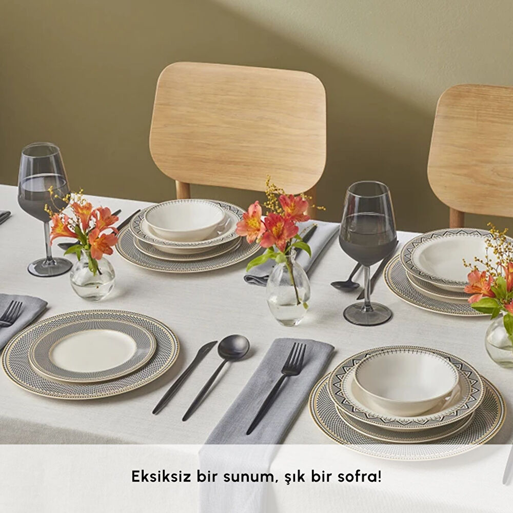 Karaca Forever Bone Globe 24 Parça 6 Kişilik Yemek Takımı thumbnail 7