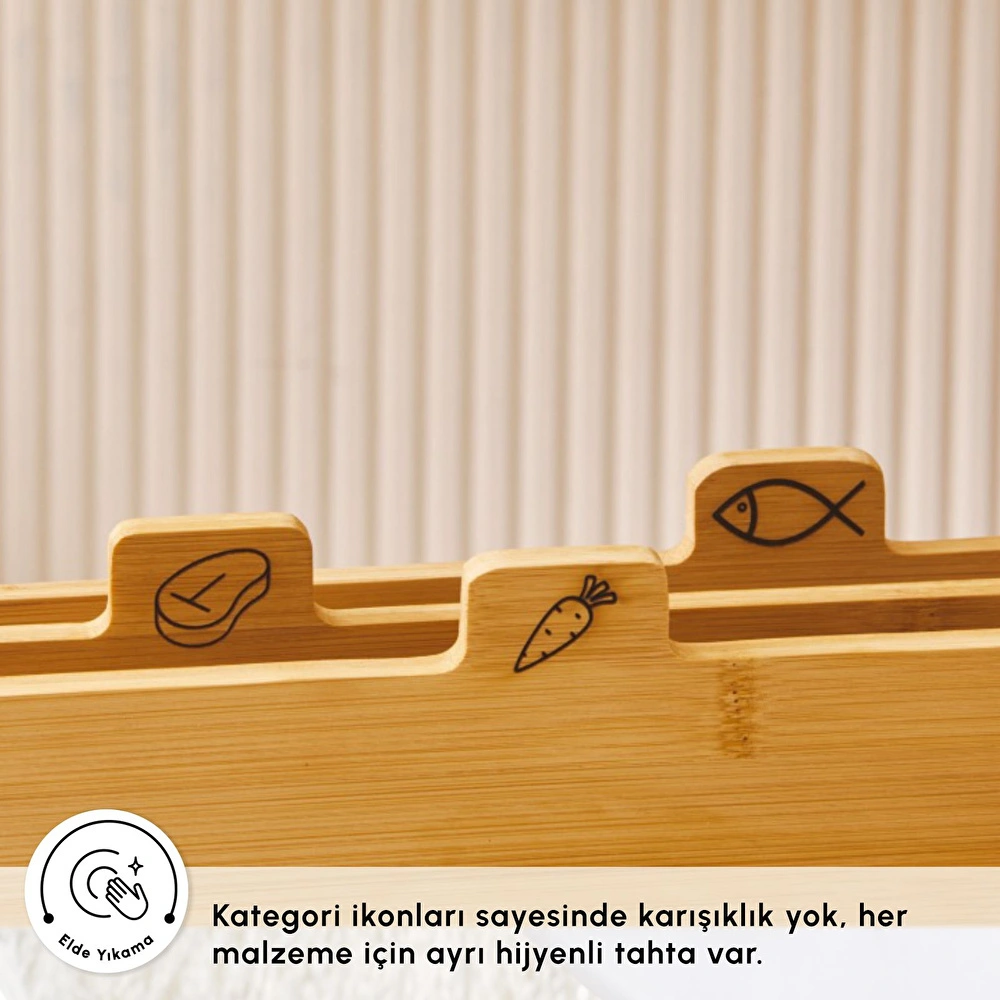 Karaca Triple 4 Parça Ayaklı Bambu Kesme Tahtası Seti görseli 6