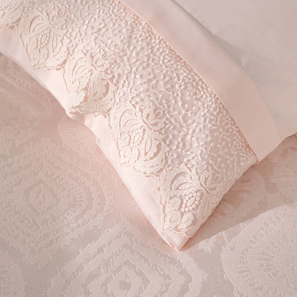 Karaca Home Aura Pudra Dantelli %100 Pamuk Private Çift Kişilik Pike Set görseli 3