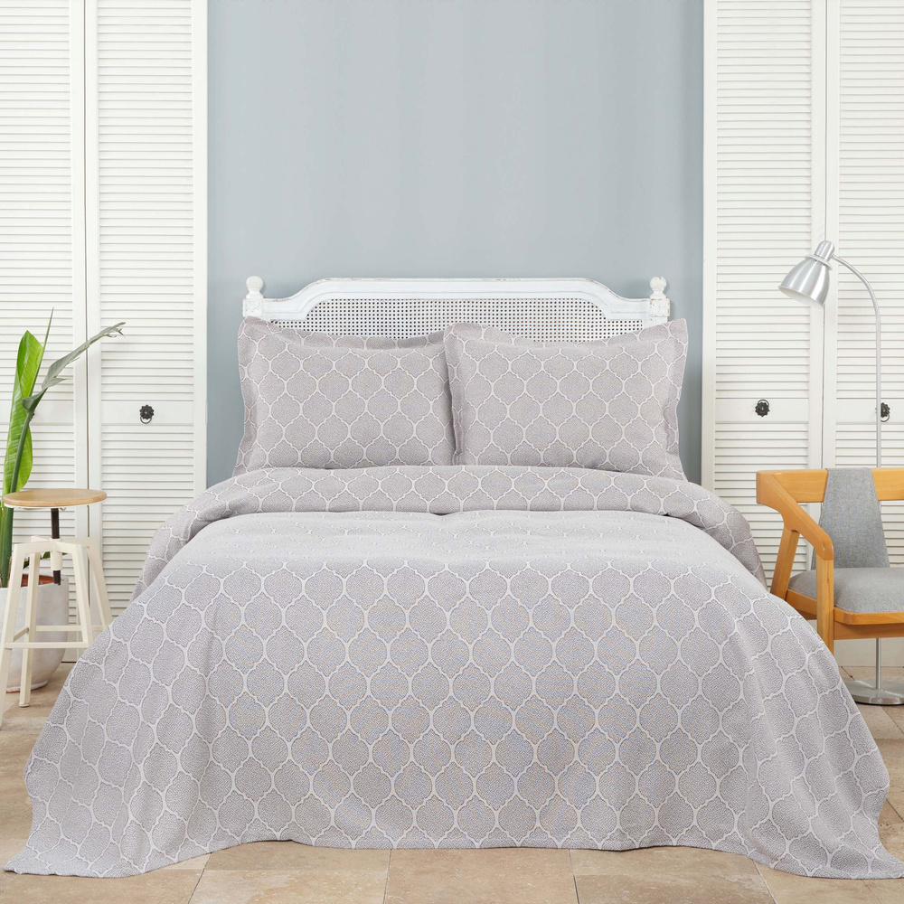 Karaca Home Birisa Gri Çift Kişilik Yatak Örtüsü Seti görseli 1