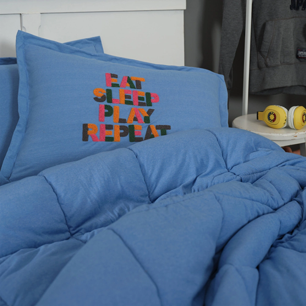 Karaca Home Motto Cotton Comfort Tek Kişilik Uyku Seti Mavi görseli 3