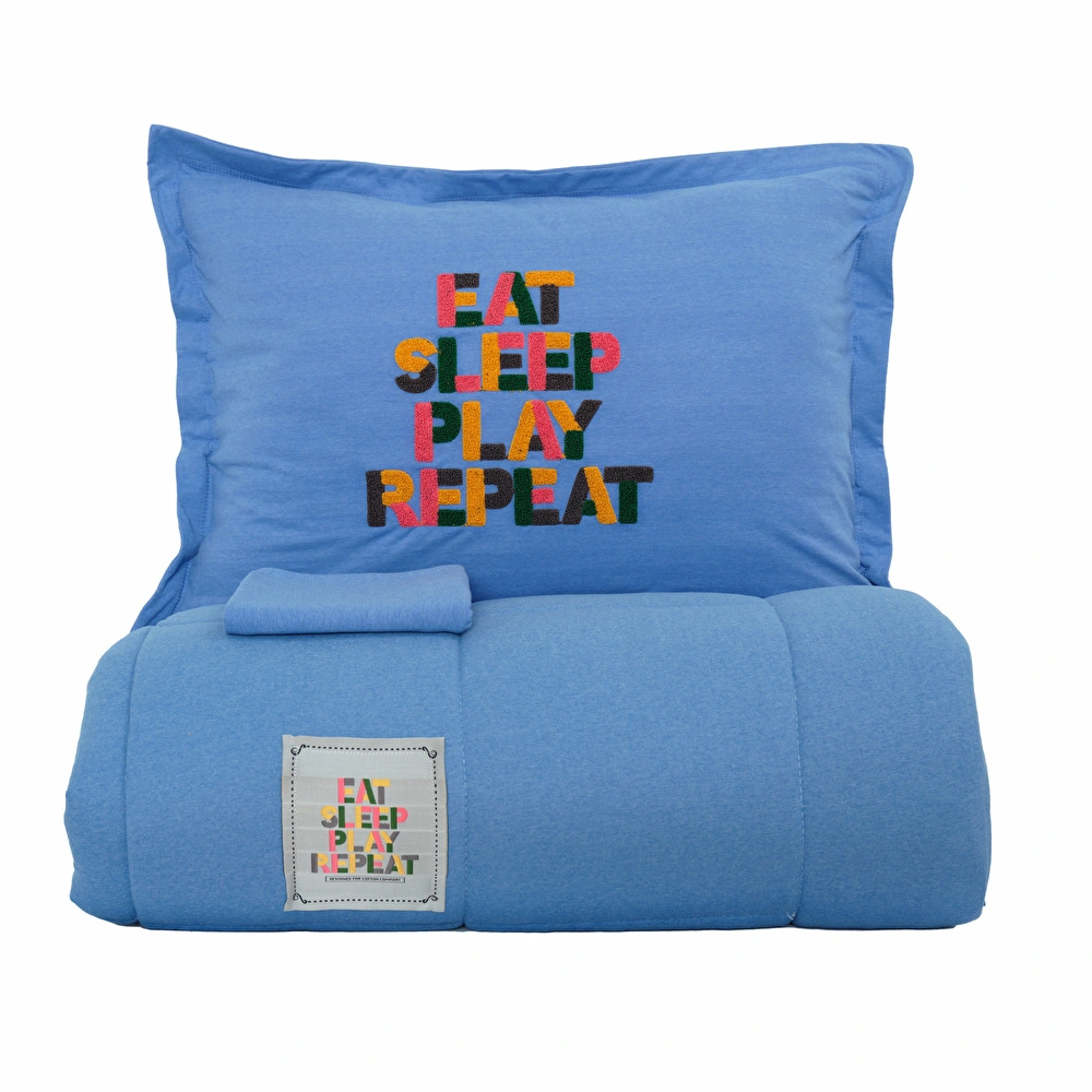 Karaca Home Motto Cotton Comfort Tek Kişilik Uyku Seti Mavi görseli 7