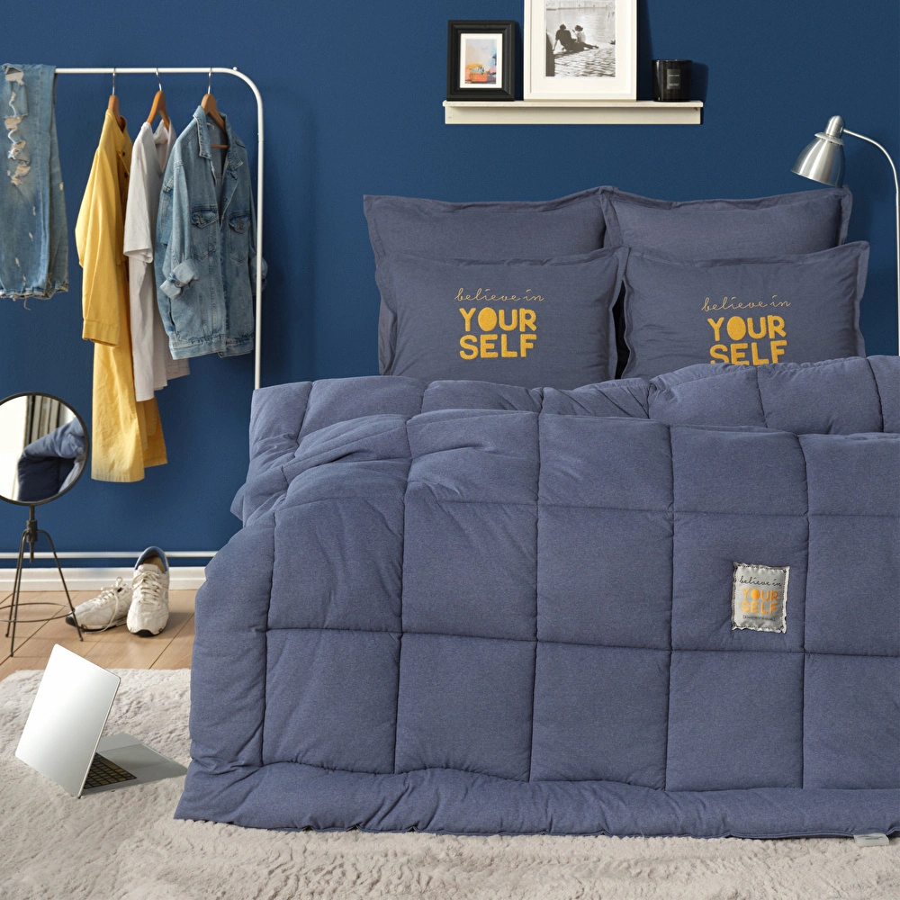 Karaca Home Motto Cotton Comfort Tek Kişilik Uyku Seti İndigo görseli 1