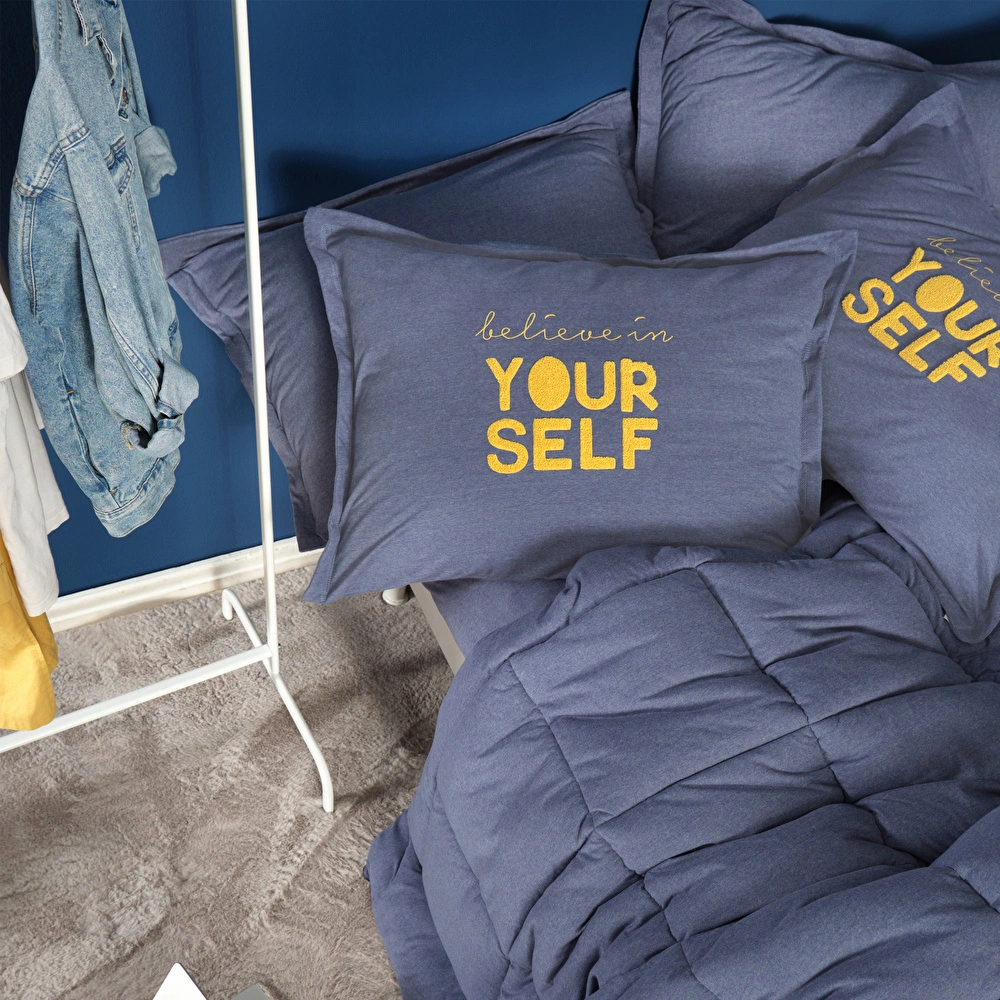 Karaca Home Motto Cotton Comfort Tek Kişilik Uyku Seti İndigo görseli 2